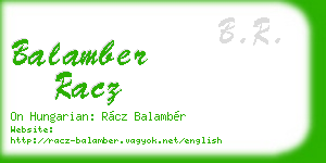 balamber racz business card