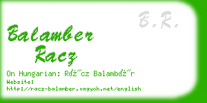 balamber racz business card